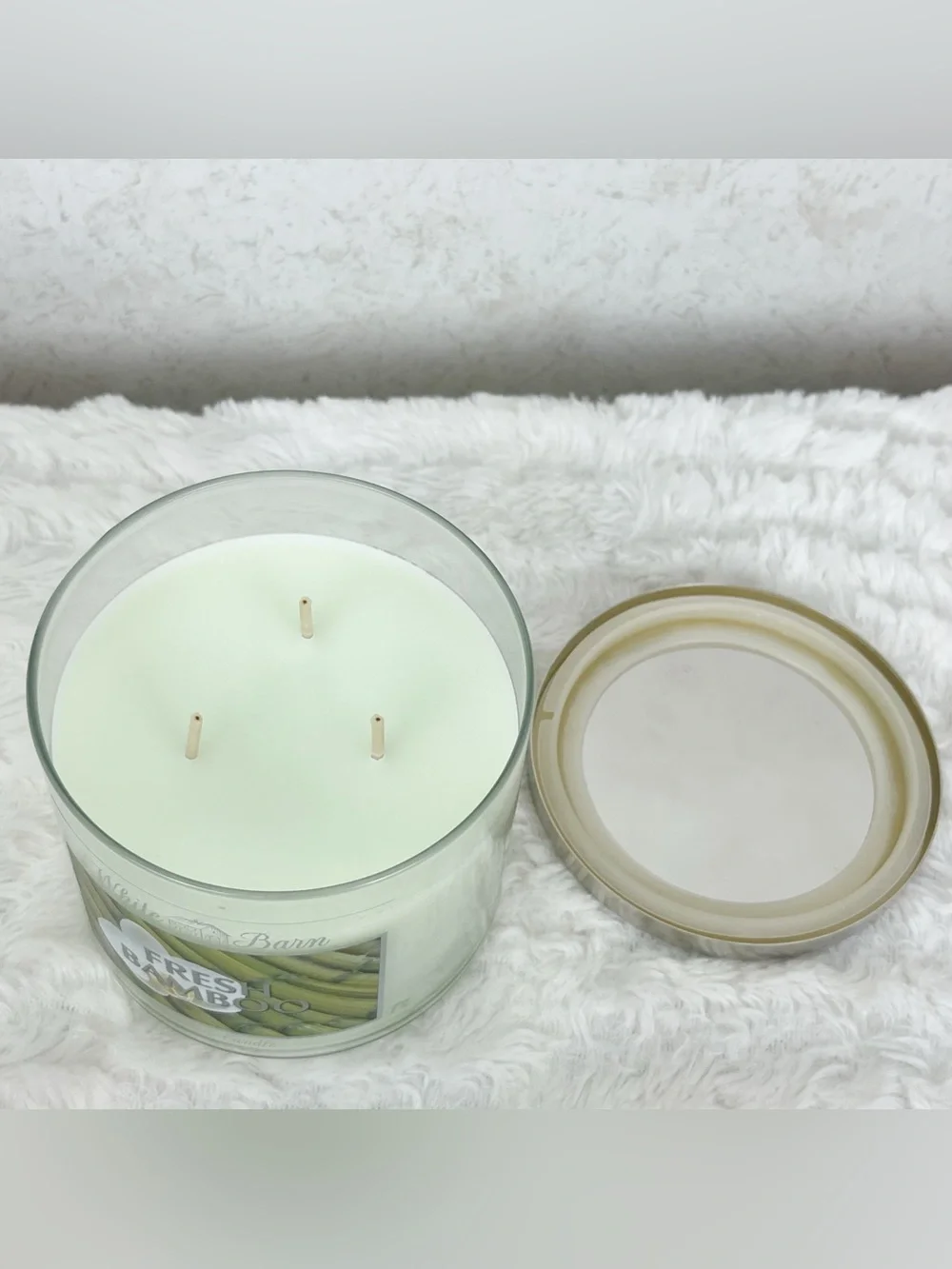 Rare White Barn Bath & Body Works Fresh Bamboo 3 Wick Candle 14.5 Oz Boho